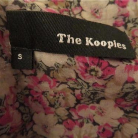 THE KOOPIES BLACK/PINK/GREEN/IVORY FLORAL TOP S - Picture 6 of 6